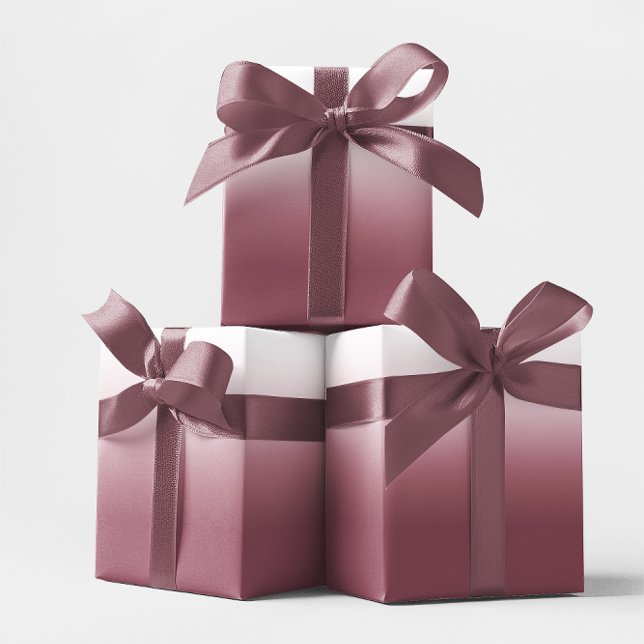 Papier Cadeau Rose Bourgogne et Ombré Blanc (Rose Burgundy and White Ombre Wrapping Paper)
