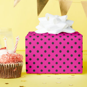 Papier Cadeau Rose Chaud et Points noirs