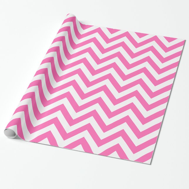 Papier Cadeau Rose Chaud XL Motif Chevron ZigZag (Déroulé)