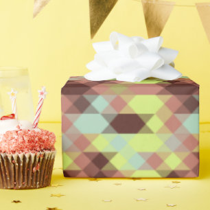 Papier Cadeau rose, citron vert, jaune et grain de café géométri