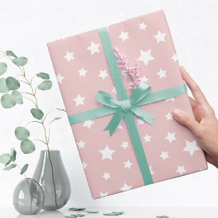 Papier Cadeau Rose clair avec Motif étoilé