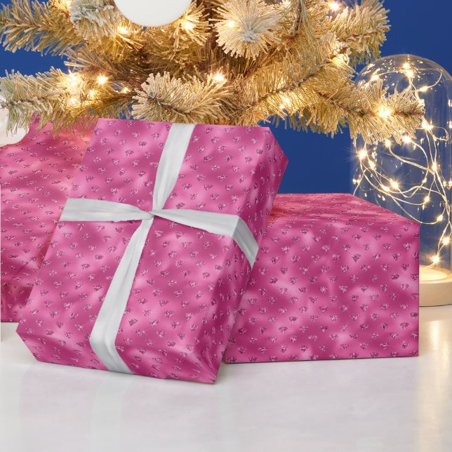 Papier Cadeau Rose Clair Glam Diamants Brillants (Vacances)