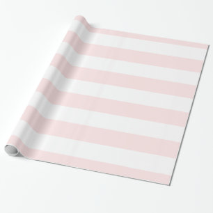 Papier Cadeau Rose Clair, Motif à Rayures Blanches XL