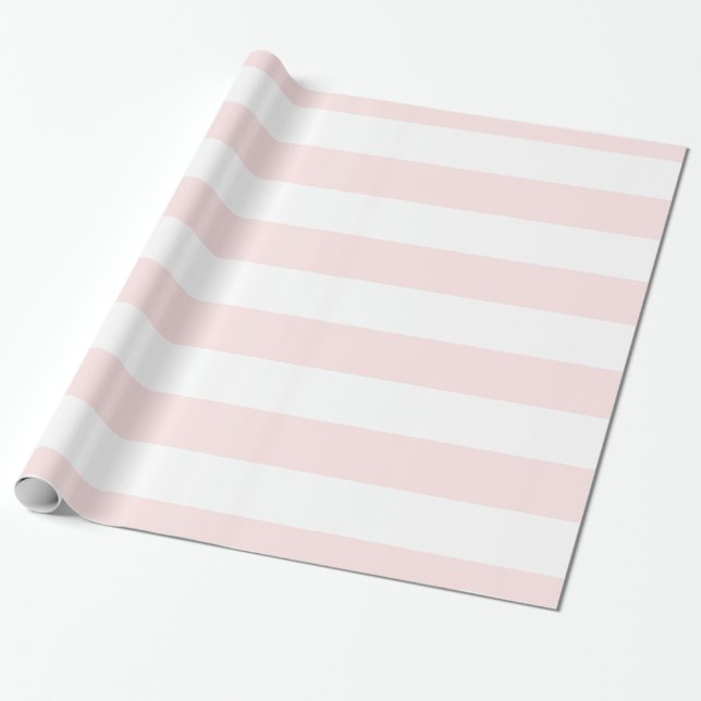 Papier Cadeau Rose Clair, Motif à Rayures Blanches XL (Déroulé)