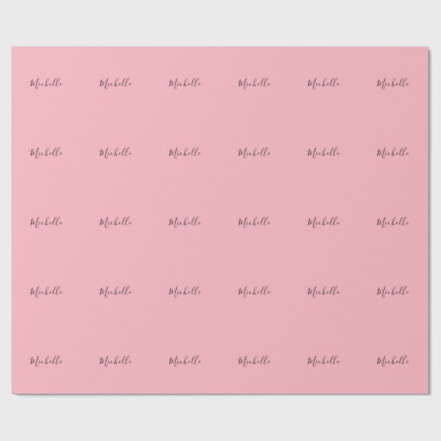 Papier Cadeau Rose Clair Professionnel Écriture Manuscrite Uniqu (Plat)