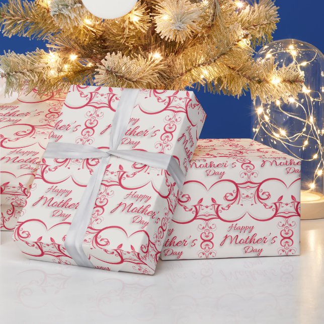Papier Cadeau Rose Damask Mother's Day Gift Wrapping Paper (Vacances)