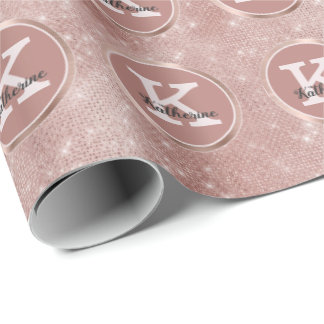 Papier Cadeau Rose de fille Gold Cute Diamond Sparkle Monogramme