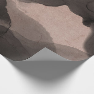 Papier Cadeau Rose de peinture d'encre crémeuse ene ivoire noir