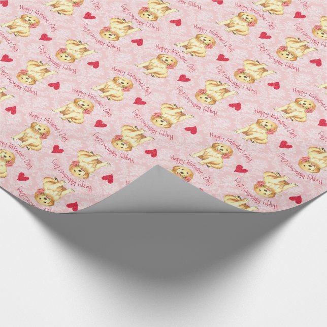 Papier Cadeau Rose de Valentine d'or (Coin)