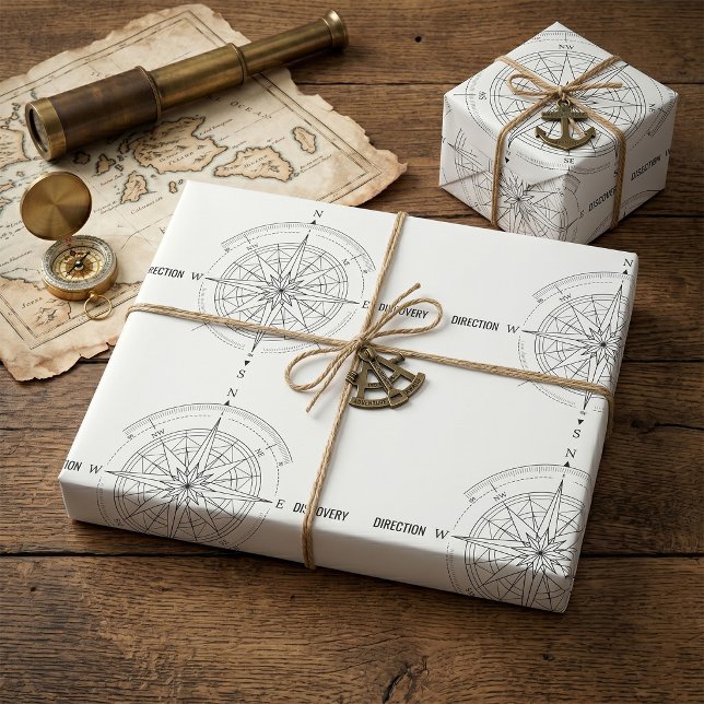 Papier Cadeau Rose des vents de découverte de direction  (Créateur téléchargé)
