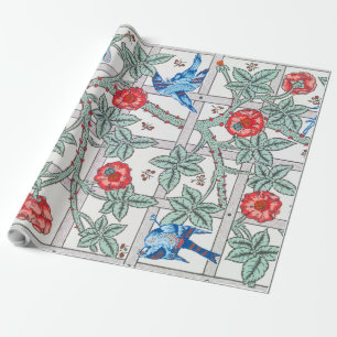 Papier Cadeau Rose d'Escalades & Petit Oiseau, William Morris