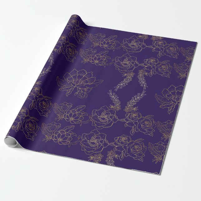 Papier Cadeau Rose doré pourpre (Déroulé)
