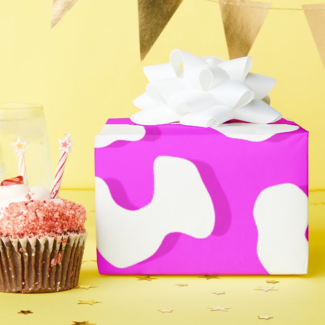 Papier Cadeau Rose Empreinte de léopard blanc (Fête d'anniversaire)