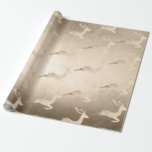 Papier Cadeau Rose en cuivre Chick motif de rennes de Noël or
