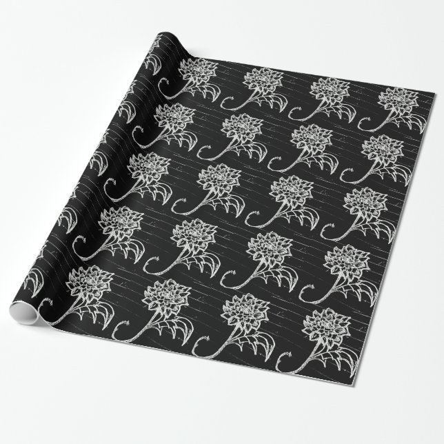 Papier Cadeau Rose en noir (Déroulé)