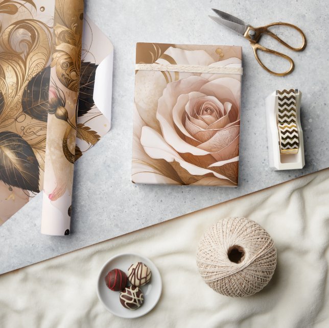 Papier Cadeau Rose en or et cachemire (Artisanat)