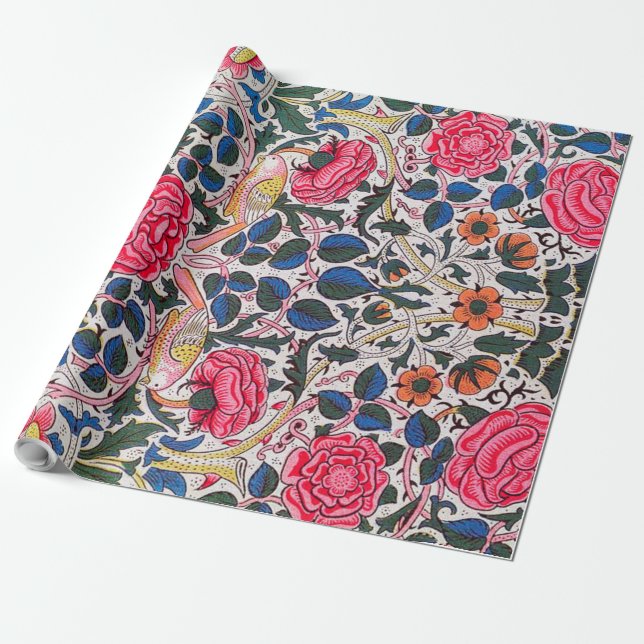 Papier Cadeau Rose et Bird, William Morris (Déroulé)