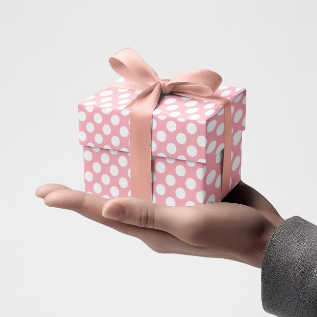 Papier Cadeau Rose et blanc à pois (Pink and White Polka Dot Wrapping Paper)