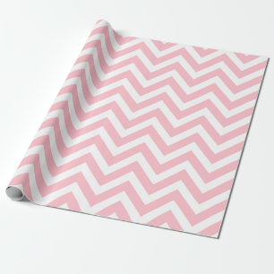 Papier Cadeau Rose et blanc Taille moyenne Chevron Stripes