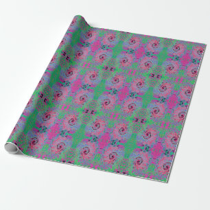 Papier Cadeau Rose et Lime Vert Super Retro Abstrait