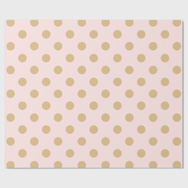 Papier Cadeau Rose et motif de point de polka d'or (Plat)