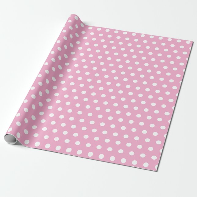 Papier Cadeau rose et pois blanc (Déroulé)
