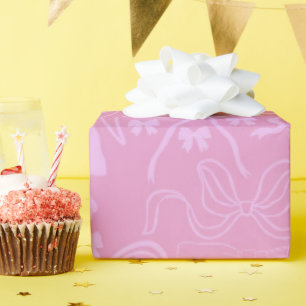 Papier Cadeau Rose Féminine Coquette Ruban Rose Bébé ou Baby Sho