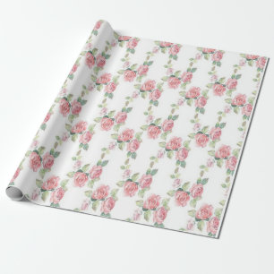 Papier Cadeau Rose Florale Rose Chic Usé
