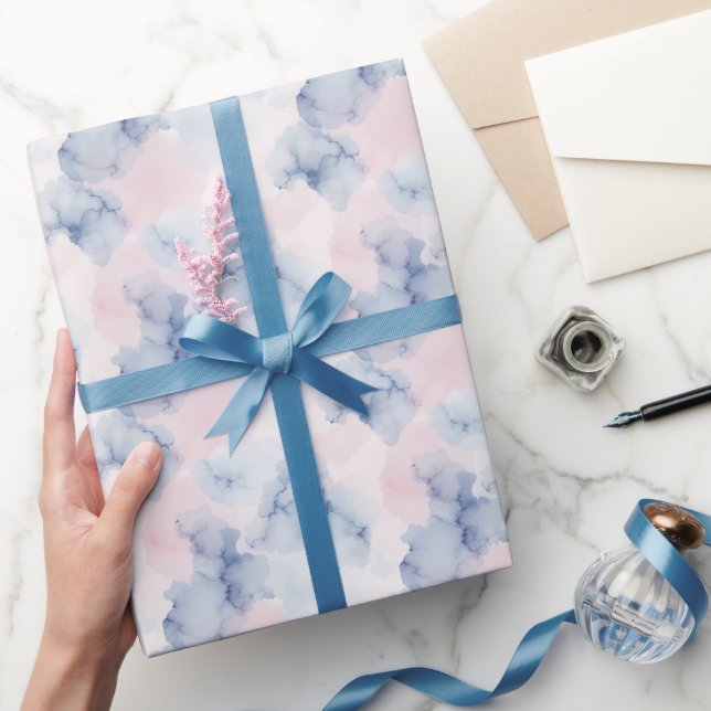 Papier Cadeau Rose foncé et bleu Aquarelle Abstraite (Cadeaux)