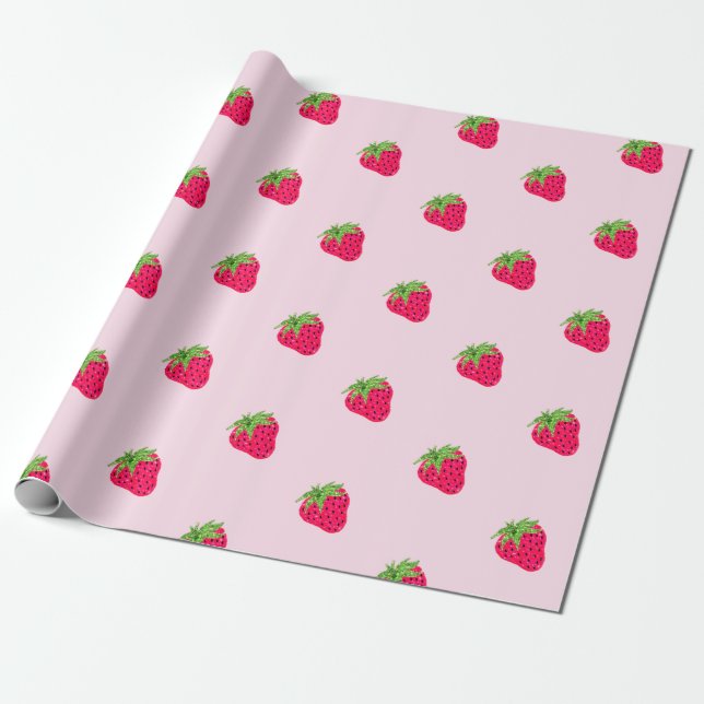 Papier Cadeau Rose framboise pailleté frais (Déroulé)
