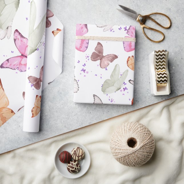 Papier Cadeau rose gold butterfly (Artisanat)