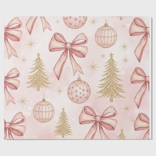 Papier Cadeau Rose Gold Christmas Wrapping Paper (Plat)