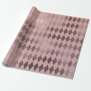 Papier Cadeau Rose Gold Diamond À damiers Motif sur Blush Pink