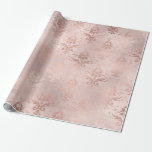 Papier Cadeau Rose Gold et Blush Damask<br><div class="desc">or rose et papier d'emballage vintage damassé à papier d'emballage rose..</div>