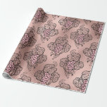 Papier Cadeau Rose Gold et Blush thème vin français<br><div class="desc">Papier d'emballage à motif de vignoble de raisin vintage Paris..</div>