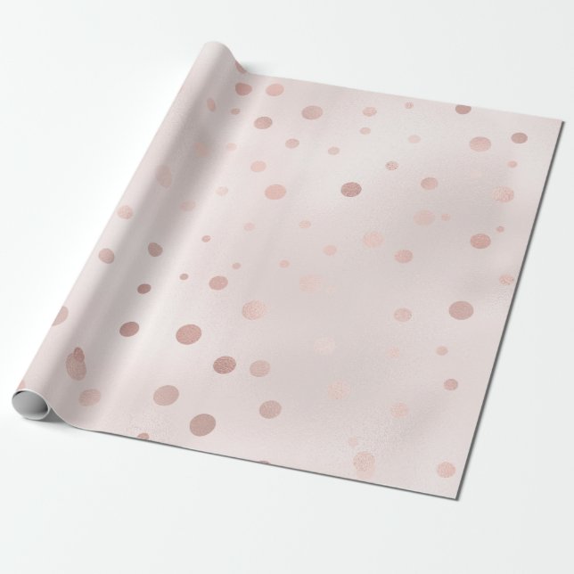 Papier Cadeau Rose Gold et Confetti Rose (Déroulé)