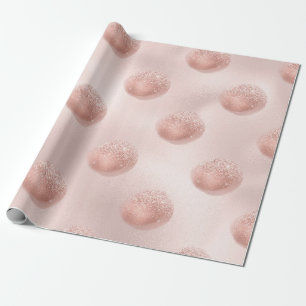 Papier Cadeau Rose Gold et Confetti Rose Tendre