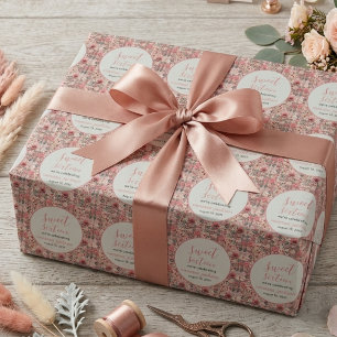 Papier Cadeau Rose gold et floral rose saumon rustique pour un s