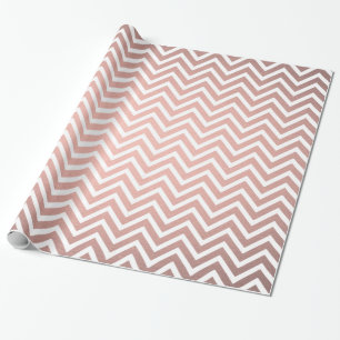 Papier Cadeau Rose Gold Faux Metallic Pink Chic Chevron Motif