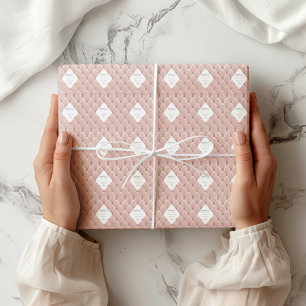 Papier Cadeau Rose Gold Luxueux Monogramme Brodé
