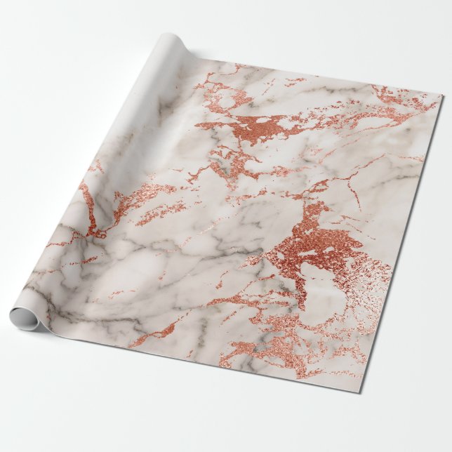 Papier Cadeau Rose Gold Marble Texture 2 (Déroulé)