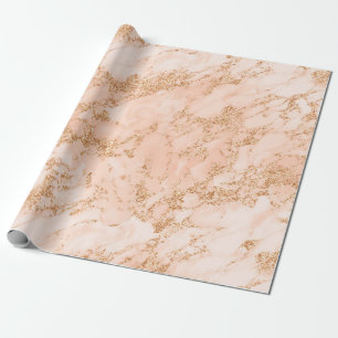 Papier Cadeau Rose Gold Pailleté Marbre Tendance Chic Anniversai