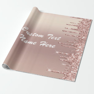 Papier Cadeau Rose Gold Parties scintillant Votre nom Texte Enve
