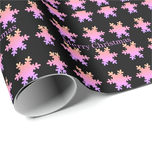 Papier Cadeau Rose Gold Pink Snowflake Patterns Merry Christmas  (Coin rond)