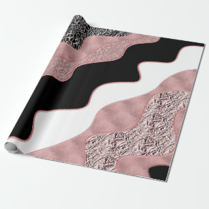 Papier Cadeau Rose Gold Rose Abstrait Moderne Vague Tendance Gla