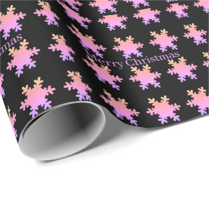 Papier Cadeau Rose Gold Rose Flocons de Neige Modèles Joyeux Noë
