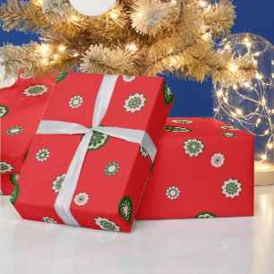 Papier Cadeau Rose Gold Rouge Vert Points Géométriques Cercle