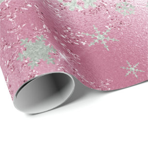 Papier Cadeau Rose Gold & Silver Christmas Snowflake Motif