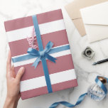 Papier Cadeau Rose Gold White Classic Horizontal<br><div class="desc">Papier d'enveloppement horizontal à rayures roses en or et blanc</div>