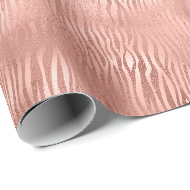 Papier Cadeau Rose Gold Zebra Print (Coin rond)